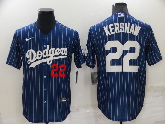 Men Los Angeles Dodgers 22 Clayton Kershaw Navy Cool Base Stitched Jerseys