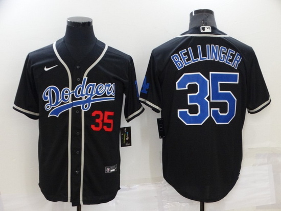 Men Los Angeles Dodgers 35 Cody Bellinger Black Cool Base Stitched Baseball Jerseys