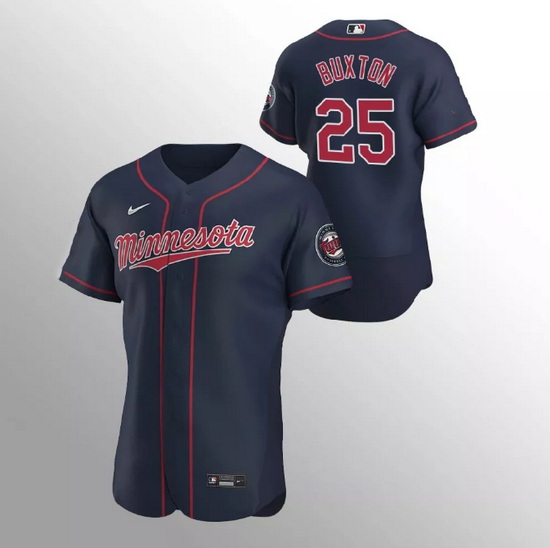 Men Minnesota Twins 25 Byron Buxton Navy Flex Base Stitched Jerseys