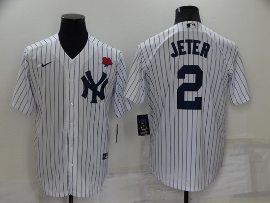 Men New York Yankees 2 Derek Jeter White Cool Base Stitched Baseball Jerseys