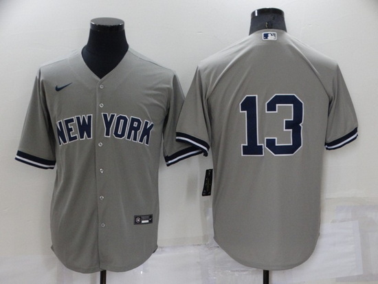 Men New York Yankees 13 Alex Rodriguez Grey Cool Base Stitched Baseball Jerseys