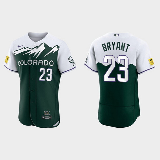 Men Colorado Rockies 23 Kris Bryant 2022 Green City Connect Flex Base Stitched Jerseys