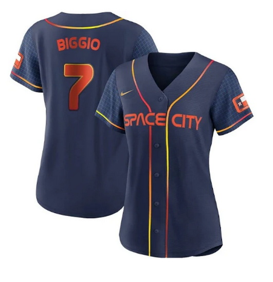 Women Houston Astros 7 Craig Biggio 2022 Navy City Connect Stitched Jersey 28Run Small 2