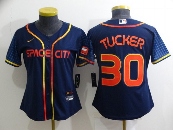 Women Houston Astros 30 Kyle Tucker 2022 Navy City Connect Stitched Jersey 28Run Small 2