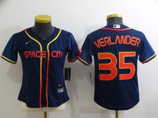 Women Houston Astros 35 Justin Verlander 2022 Navy City Connect Stitched Jersey 28Run Small 2