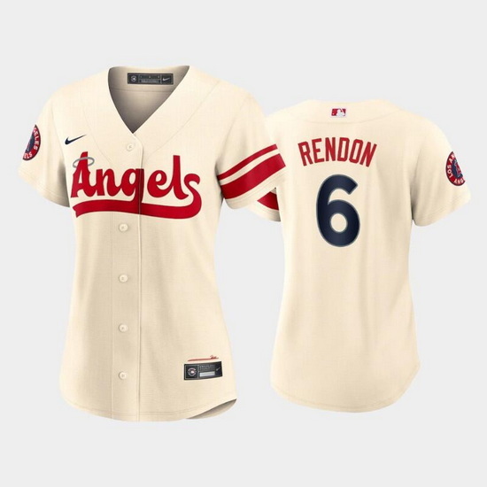 Women Los Angeles Angels 6 Anthony Rendon 2022 Cream City Connect Stitched Baseball Jersey 28Run Sma