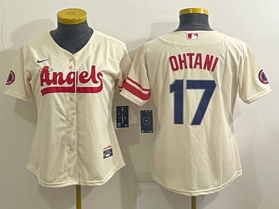 Women's Los Angeles Angels #17 Shohei Ohtani Cream 2022 City Connect Cool Base Stitched Jersey