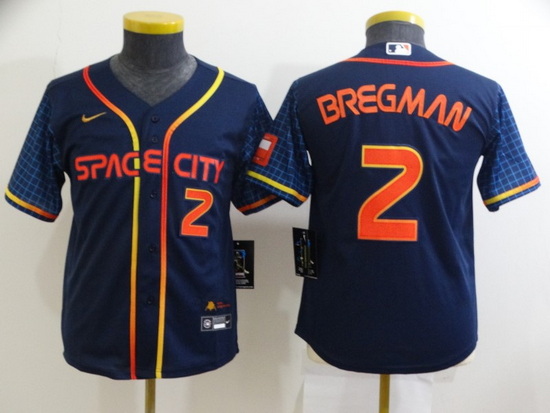 Youth Houston Astros 2 Alex Bregman 2022 Navy City Connect Stitched Jersey