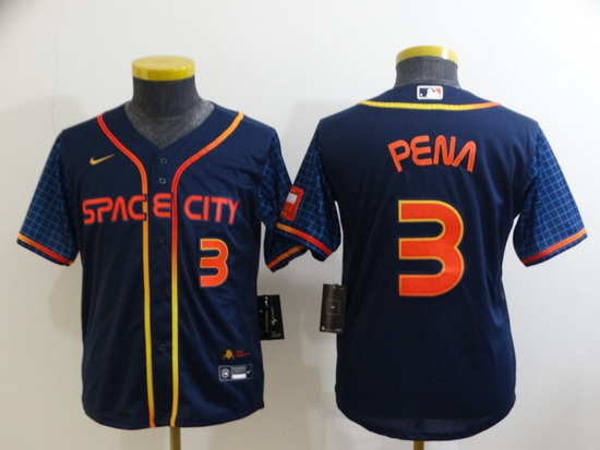 Youth Houston Astros 3 Jeremy Pe F1a 2022 Navy City Connect Stitched Jersey