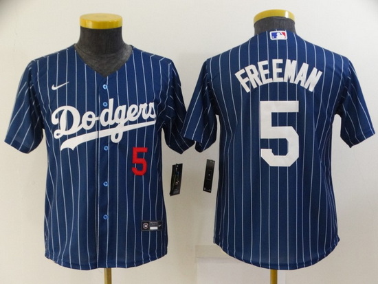 Youth Los Angeles Dodgers 5 Freddie Freeman Blue Stitched Jersey