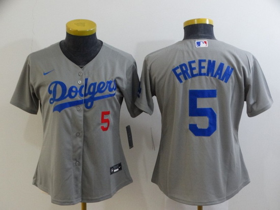 Youth Los Angeles Dodgers 5 Freddie Freeman Grey 2022 Number Cool Base Stitched Nike Jersey