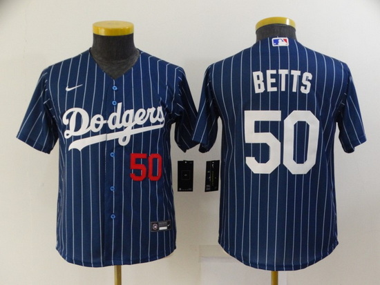 Youth Los Angeles Dodgers 50 Mookie Betts Blue Stitched Jersey