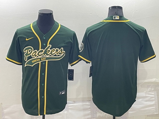 Men Green Bay Packers Blank Green Cool Base Stitched Baseball Jersey