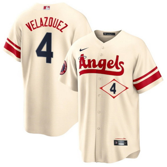 Men Los Angeles Angels 4 Andrew Velazquez 2022 Cream City Connect Cool Base Stitched Jerseyy