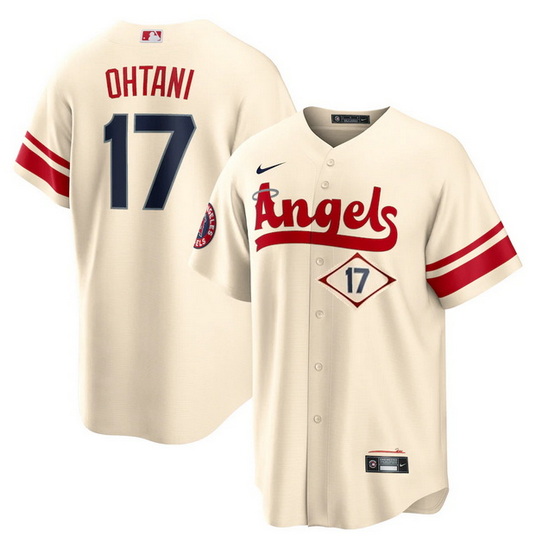 Men Los Angeles Angels 17 Shohei Ohtani 2022 Cream City Connect Cool Base Stitched Jersey