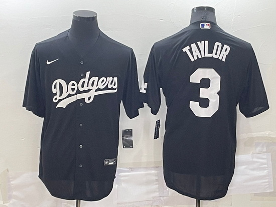 Men Los Angeles Dodgers 3 Chris Taylor Black Cool Base Stitched Baseball Jersey