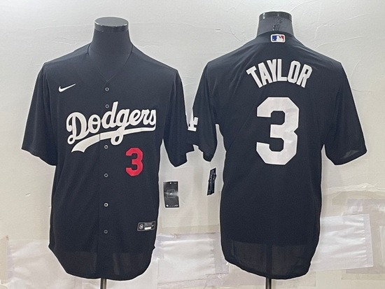 Men Los Angeles Dodgers 3 Chris Taylor Black Cool Base Stitched Baseball Jerseyy