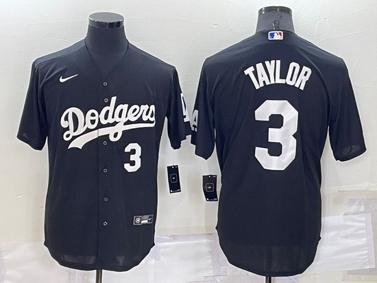 Men Los Angeles Dodgers 3 Chris Taylor Black Cool Base Stitched Baseball Jerseyys