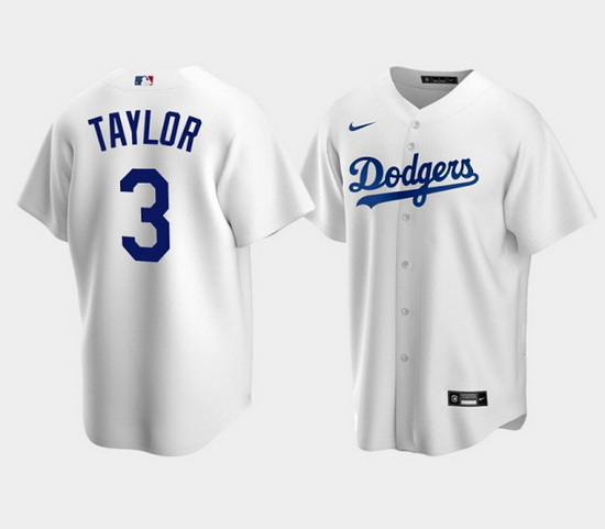 Men Los Angeles Dodgers 3 Chris Taylor White Cool Base Stitched Baseball Jersey