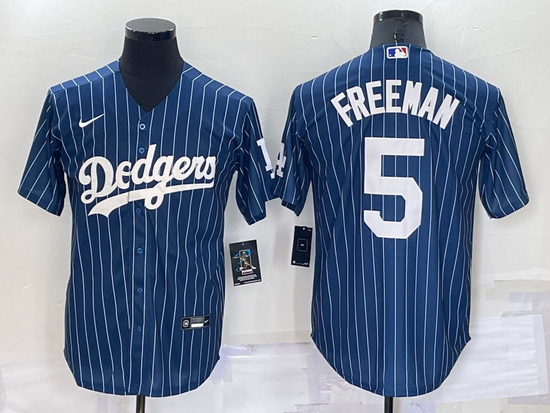 Men Los Angeles Dodgers 5 Freddie Freeman Navy Cool Base Stitched Jersey