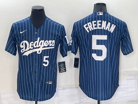 Men Los Angeles Dodgers 5 Freddie Freeman Navy Cool Base Stitched Jerseyy