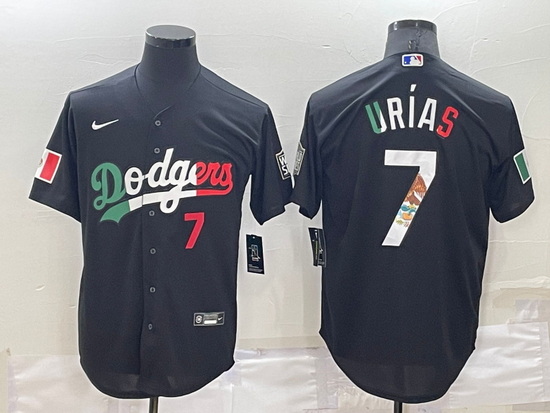 Men Los Angeles Dodgers 7 Julio Urias Black Mexico Cool Base Stitched Baseball Jersey