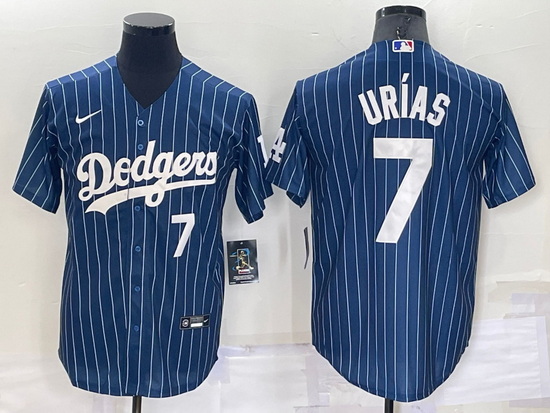 Men Los Angeles Dodgers 7 Julio Urias Navy Cool Base Stitched Baseball Jersey