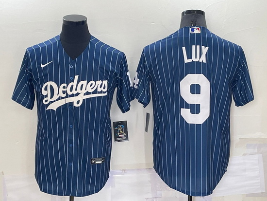 Men Los Angeles Dodgers 9 Gavin Lux Navy Cool Base Stitched Jersey