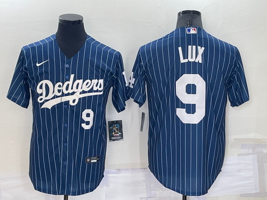 Men Los Angeles Dodgers 9 Gavin Lux Navy Cool Base Stitched Jerseyy