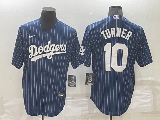 Men Los Angeles Dodgers 10 Justin Turner Navy Cool Base Stitched Baseball Jersey