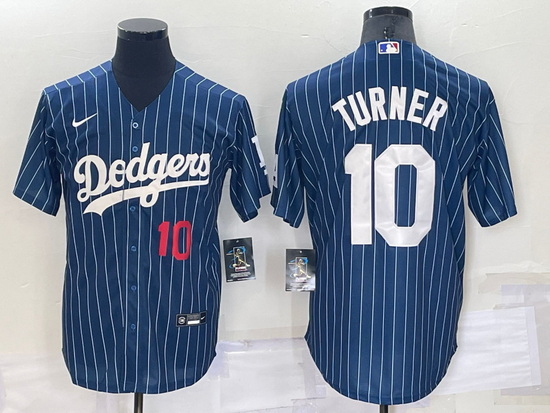 Men Los Angeles Dodgers 10 Justin Turner Navy Cool Base Stitched Baseball Jerseyy