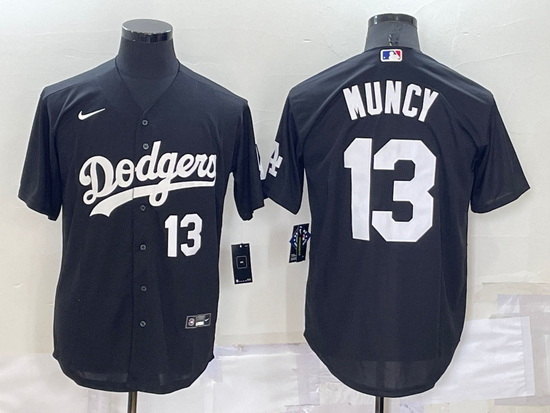 Men Los Angeles Dodgers 13 Max Muncy Black Cool Base Stitched Baseball Jerseyy