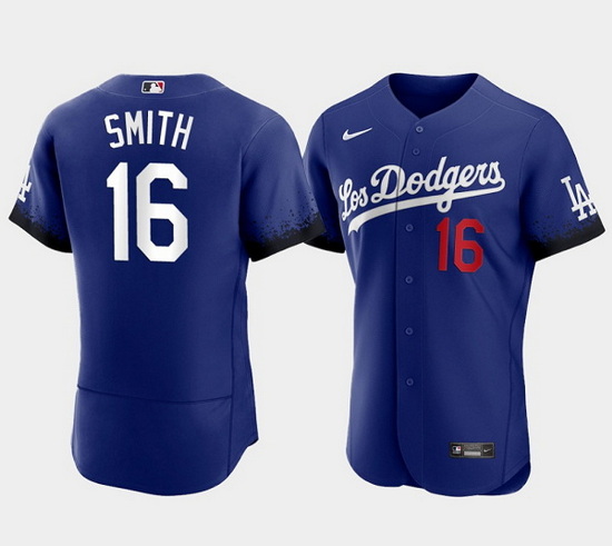 Men Los Angeles Dodgers 16 Will Smith 2021 Royal City Connect Flex Base Stitched Baseball Jersey