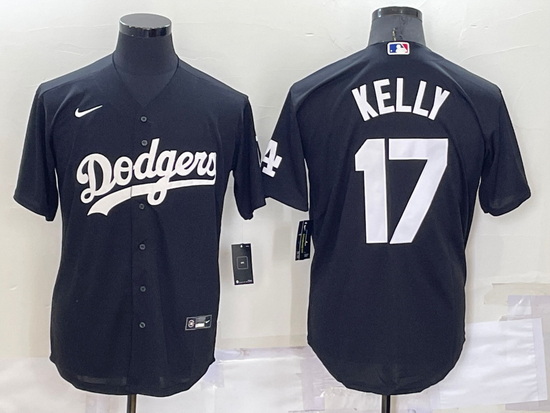 Men Los Angeles Dodgers 17 Joe Kelly Black Cool Base Stitched Baseball Jersey