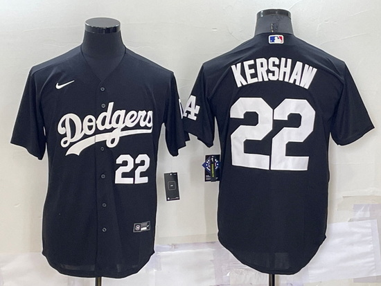 Men Los Angeles Dodgers 22 Clayton Kershaw Black Cool Base Stitched Baseball Jersey