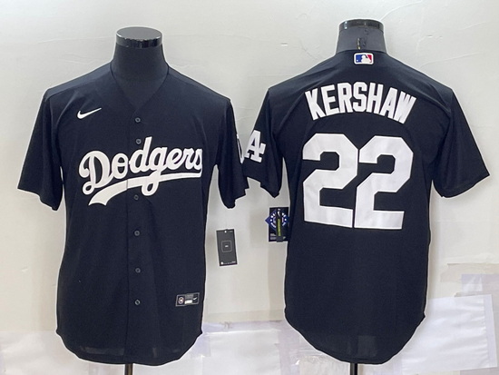 Men Los Angeles Dodgers 22 Clayton Kershaw Black Cool Base Stitched Baseball Jerseyy