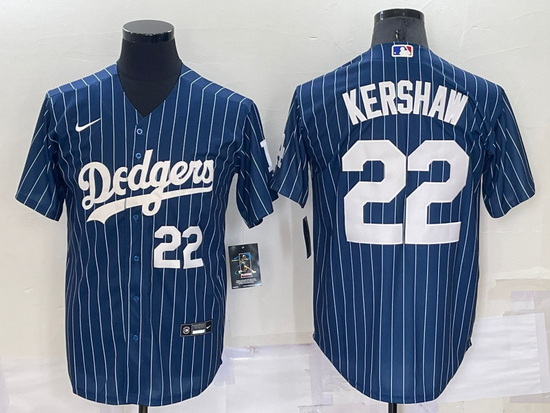 Men Los Angeles Dodgers 22 Clayton Kershaw Navy Cool Base Stitched Baseball Jersey