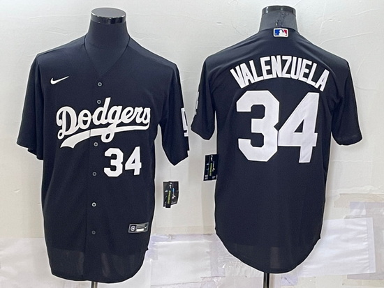 Men Los Angeles Dodgers 34 Toro Valenzuela Black Cool Base Stitched Baseball Jersey