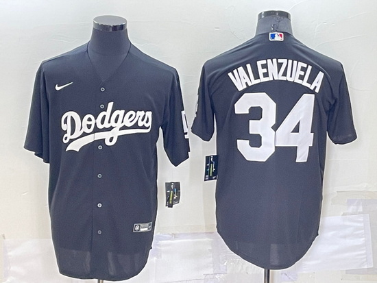 Men Los Angeles Dodgers 34 Toro Valenzuela Black Cool Base Stitched Baseball Jerseyy