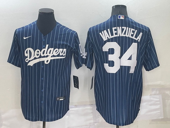 Men Los Angeles Dodgers 34 Toro Valenzuela Navy Cool Base Stitched Baseball Jersey