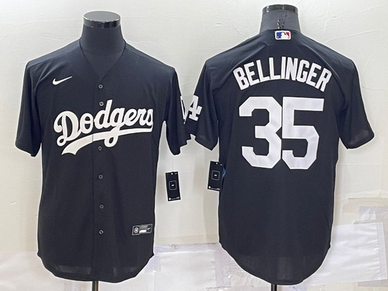 Men Los Angeles Dodgers 35 Cody Bellinger Black Cool Base Stitched Jerseyys