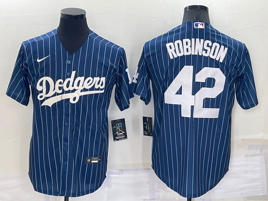 Men Los Angeles Dodgers 42 Jackie Robinson Navy Cool Base Stitched Jersey