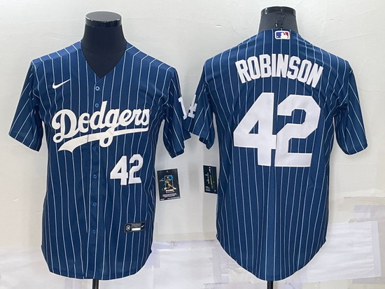 Men Los Angeles Dodgers 42 Jackie Robinson Navy Cool Base Stitched Jerseyy