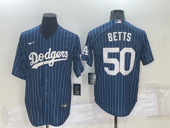 Men Los Angeles Dodgers 50 Mookie Betts Navy Cool Base Stitched Baseball Jersey