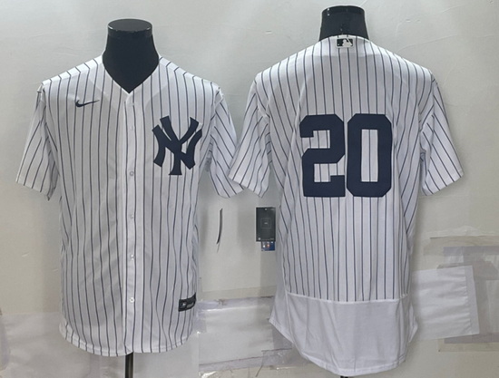 Men New York Yankees 20 Jorge Posada White Flex Base Stitched Baseball Jersey