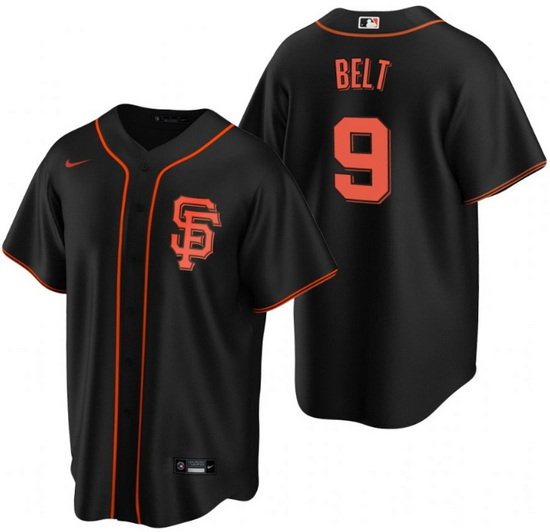 Men San Francisco Giants 9 Brandon Belt Black Cool Base Stitched Jersey