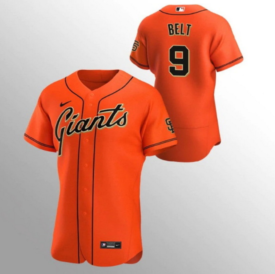 Men San Francisco Giants 9 Brandon Belt Orange Flex Base Stitched Jersey