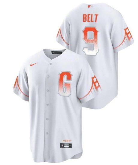 Men San Francisco Giants 9 Brandon Belt White City Connect Cool Base Stitched Jersey