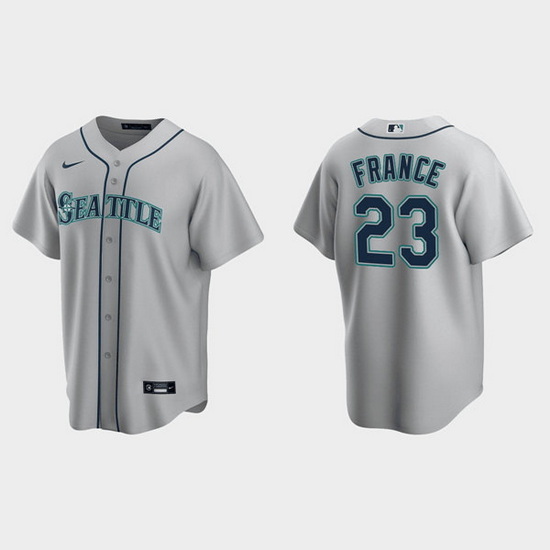 Men Seattle Mariners 23 Ty France Gray Cool Base Stitched Jersey