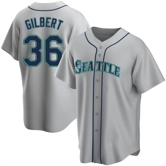 Men Seattle Mariners 36 Logan Gilbert Gray Cool Base Stitched Jersey